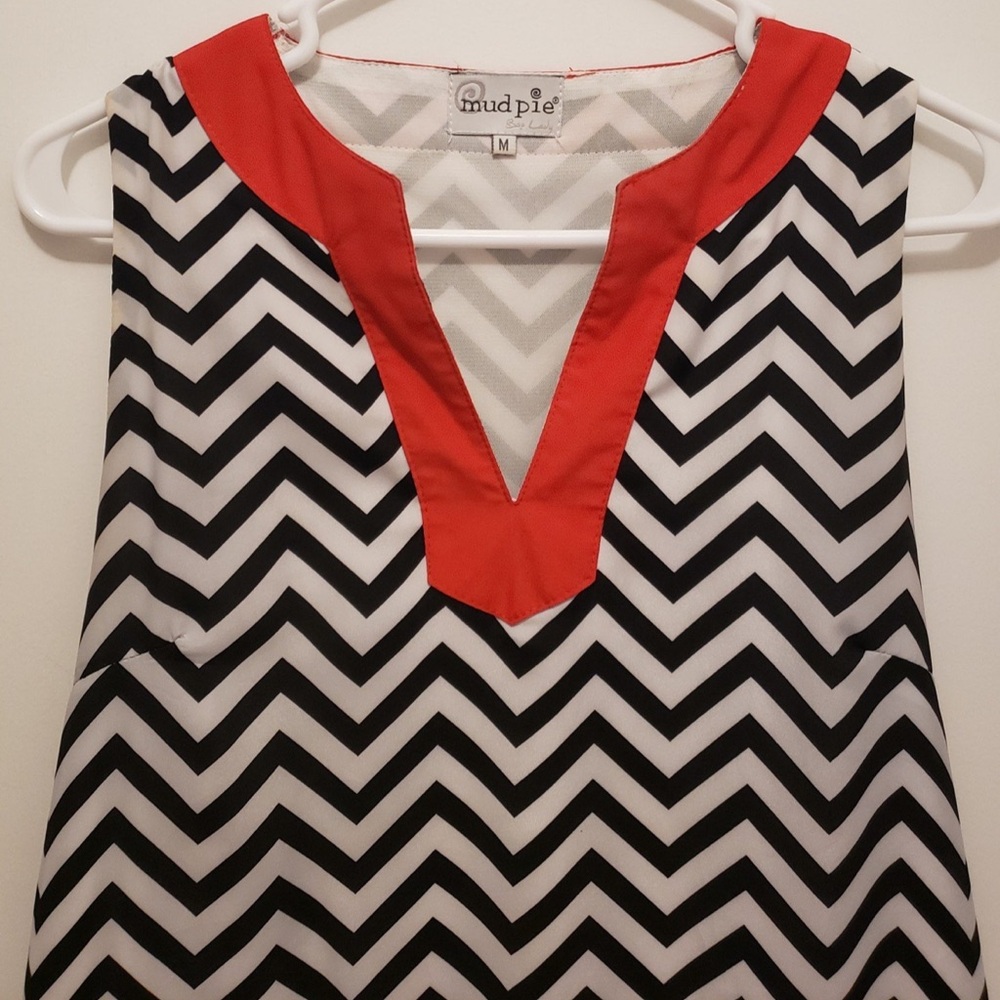 Mud Pie Women's Chevron Dress - Black and Red